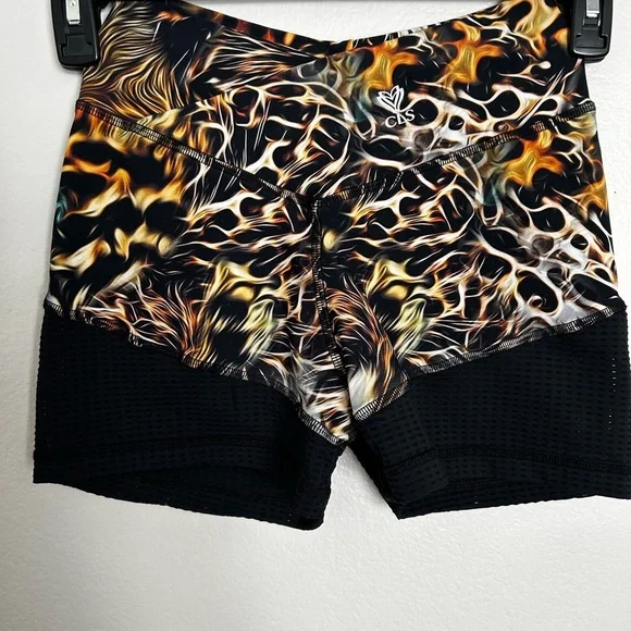 CLS Activewear Scrunch Booty Shorts – Fire Print, Double Layer, Made in USA - Picture 2 of 9